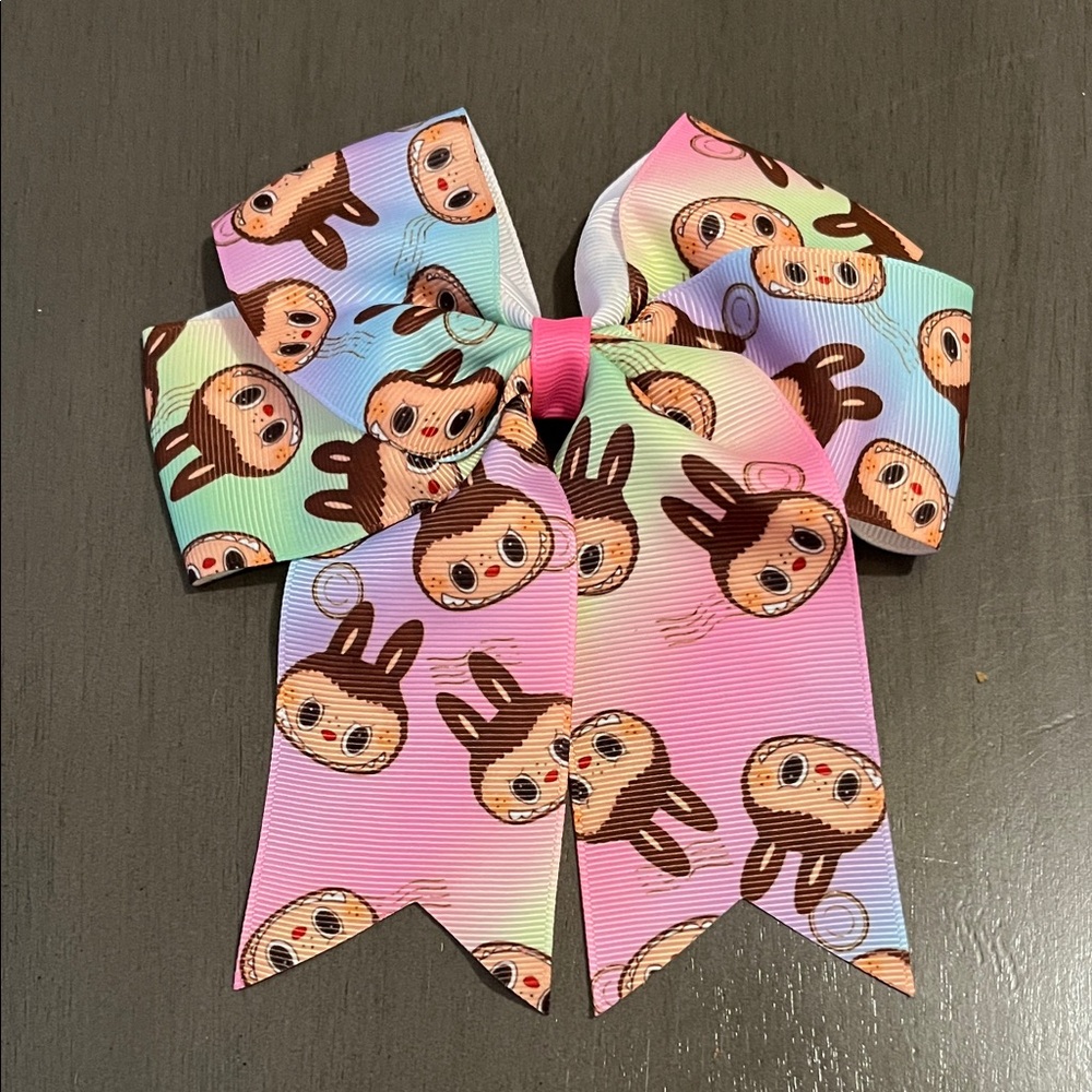 Colorful Cartoon Character Hair Bow labubu Ribbon clip handmade? NWOT